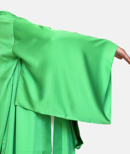 KIMONO VERT SATIN DE SOIE