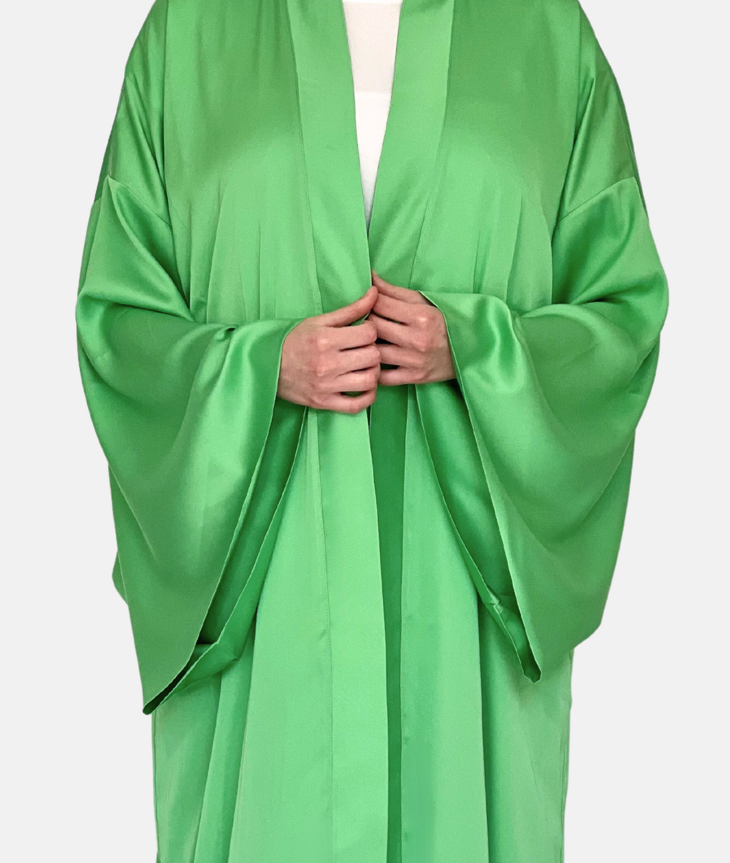 KIMONO VERT SATIN DE SOIE