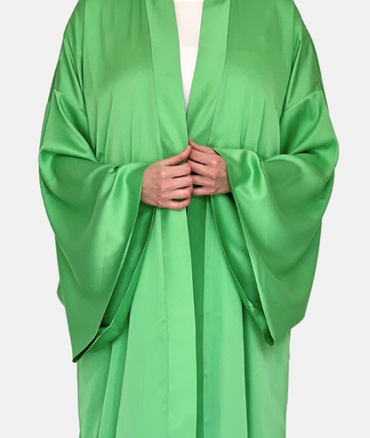 KIMONO VERT SATIN DE SOIE