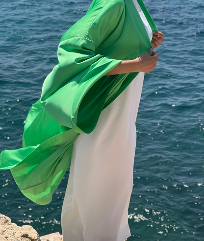 KIMONO VERT SATIN DE SOIE